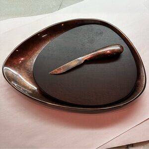 Rare Nambe Steve Cozzolino Heritage Pebble Cheese Board Set MT0439 Bronze 2010